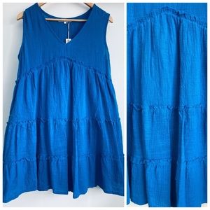 Olivaceous A-Line Tiered Cotton Mini Dress New